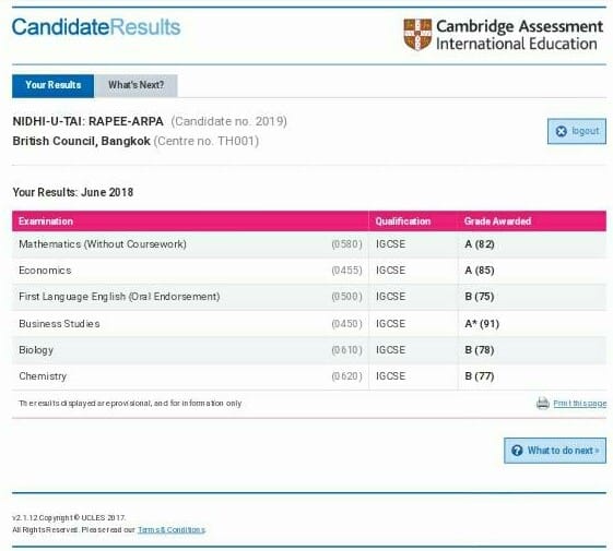 IGCSE Score