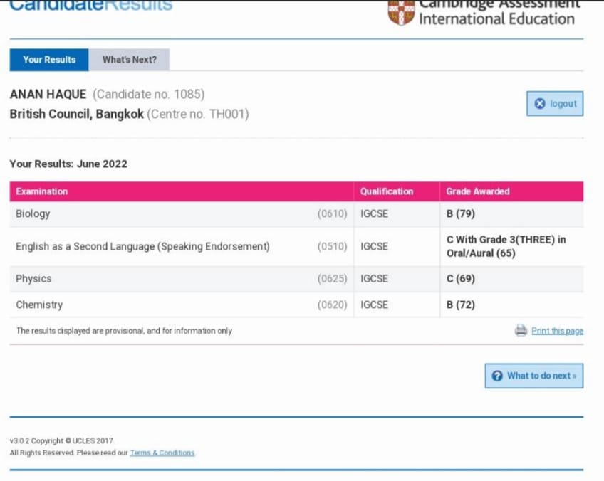 IGCSE Score